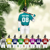 Artparel Personalized Baseball Ornament Christmas Tree Decoration Custom Baseball Christmas Ornament 2D Shape Flat Baseball Lover Gifts Beginner Baseball Players Ornament Gift (BB 4)